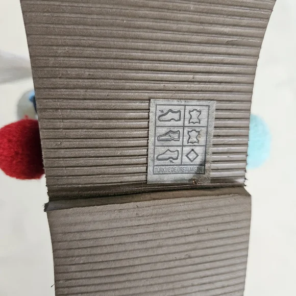 Brown Leather Pom Pom Sandals Colorful Size 9 Bohemian Tassel Western Summer - Picture 10 of 10